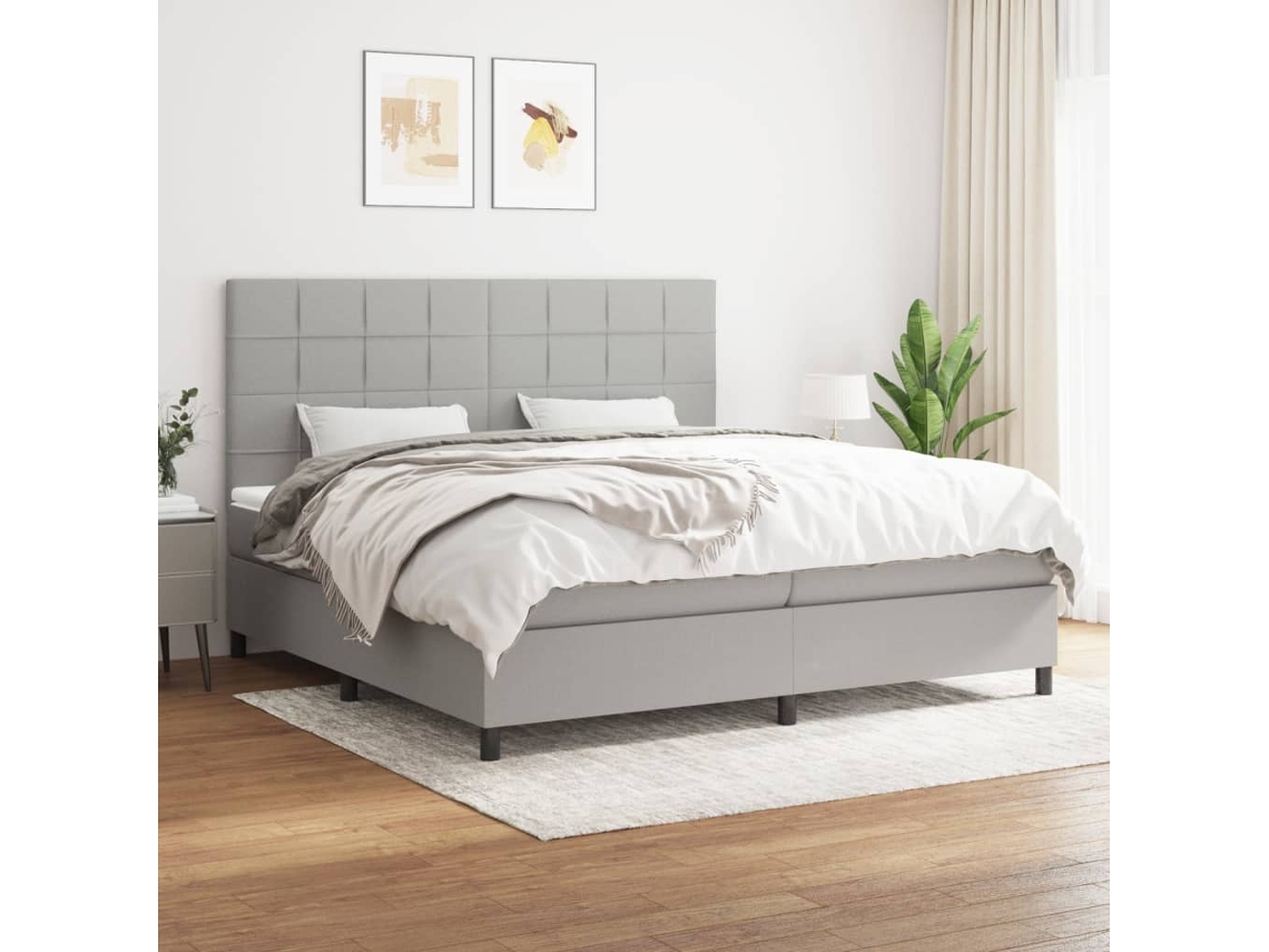 Cama box spring VIDAXL Cinzeto Tecido (200x200 cm)