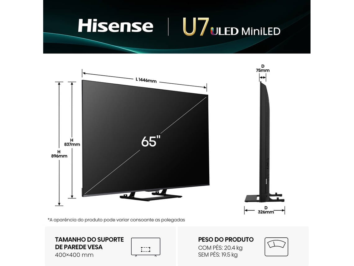 TV HISENSE 65U7Q (Mini-LED UHD - 65