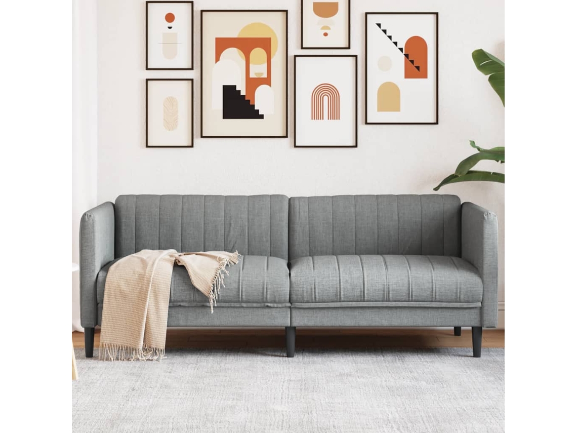 Sofá de 3 Lugares VIDAXL Tecido Cinzento-Claro (193 x 76.5 x 74.5 cm)