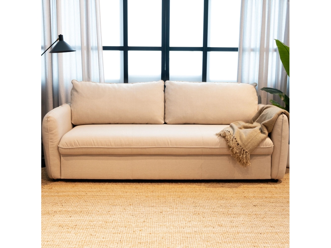 Sofá Cama 3 Lugares BUDWING Chloé Bege c/ abertura fácil (225 x 140 x 91 cm)