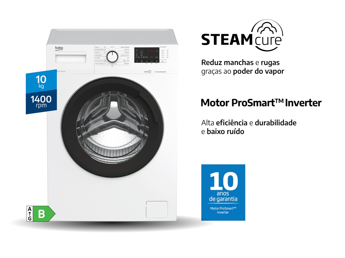 Máquina de Lavar Roupa BEKO WTA 10712 XSWR (10 kg - 1400 rpm - Branco)