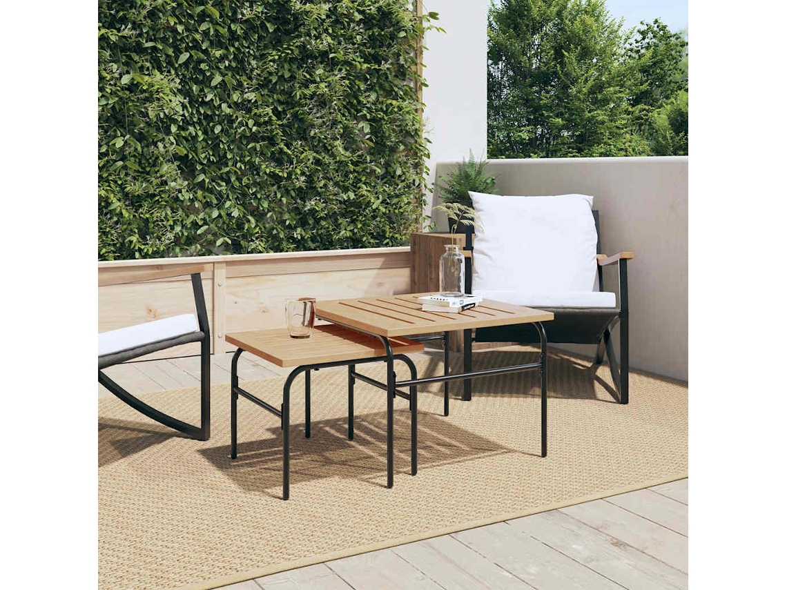 Vidaxl Mesas De Centro Embutir Jardim 2 Pcs Aço Preto/marrom