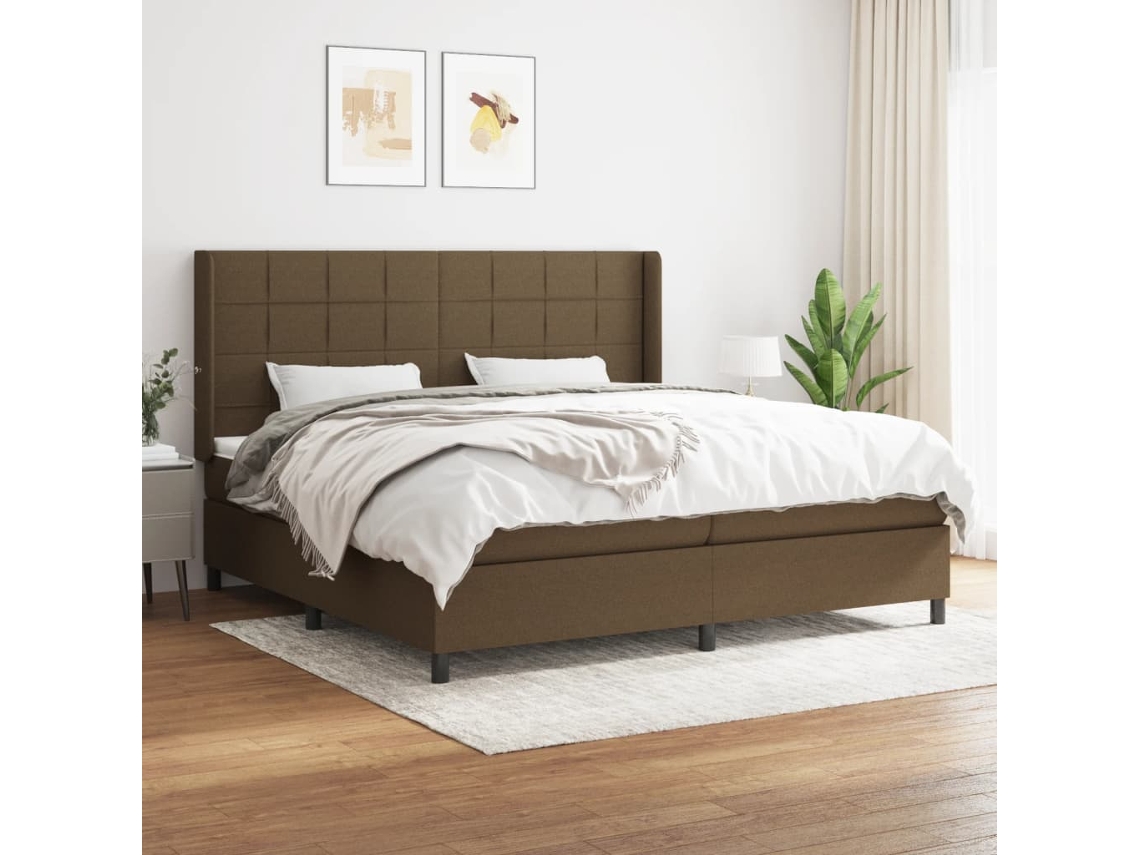 Cama box spring VIDAXL Marrom Tecido (200x200 cm)