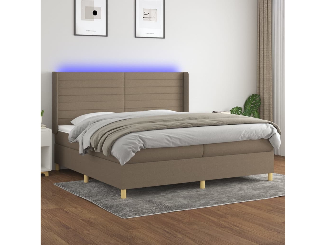 Cama box spring VIDAXL Cinzento-acastanhado Tecido (200x200 cm)