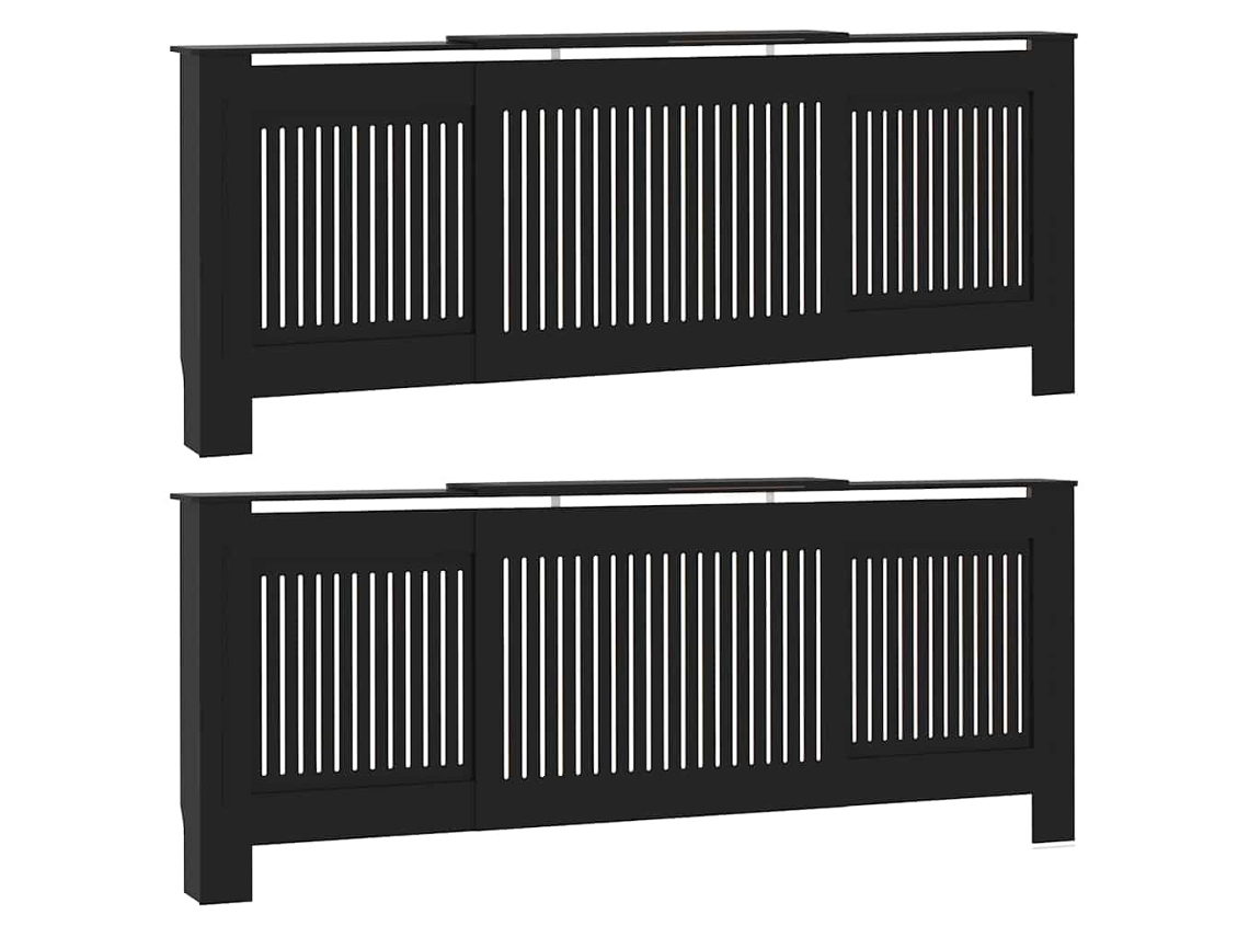 Capa De Radiador 2 Pcs Preto 205x20,5x81,5cm Madeira Processada Haochrymec
