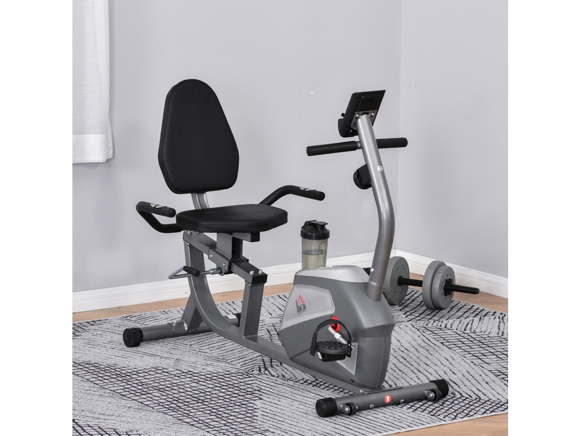 Bicicleta ergométrica Aço, ABS cor Gris 121,5-136x62,5x98 cm HOMCOM