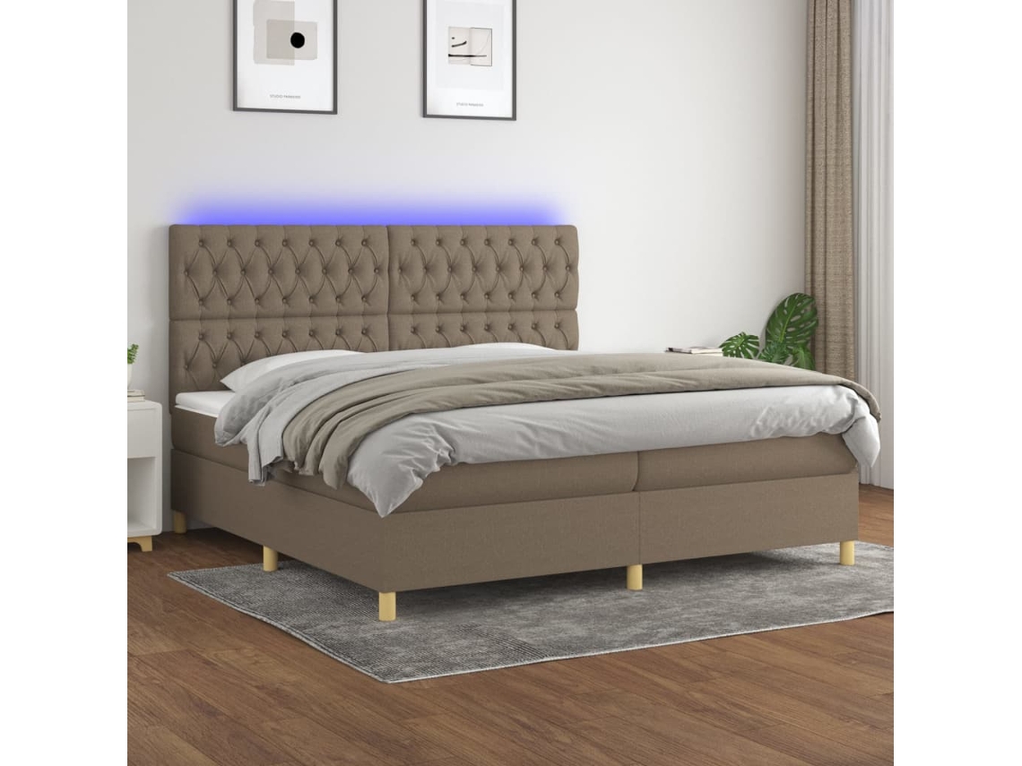 Cama Box Spring VIDAXL (Cinzento - Tecido - 203 x 200 x 128 cm)