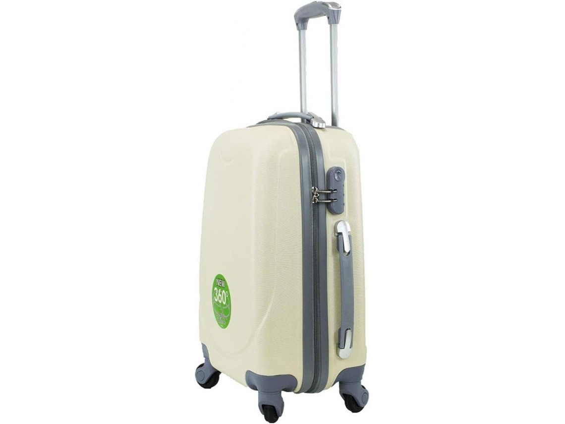 Conjunto De 3 Malas Bagagem De Mão Cabine De Viagem Grande Média Pequena 4 Rodas Giratórias 360º Bege DED