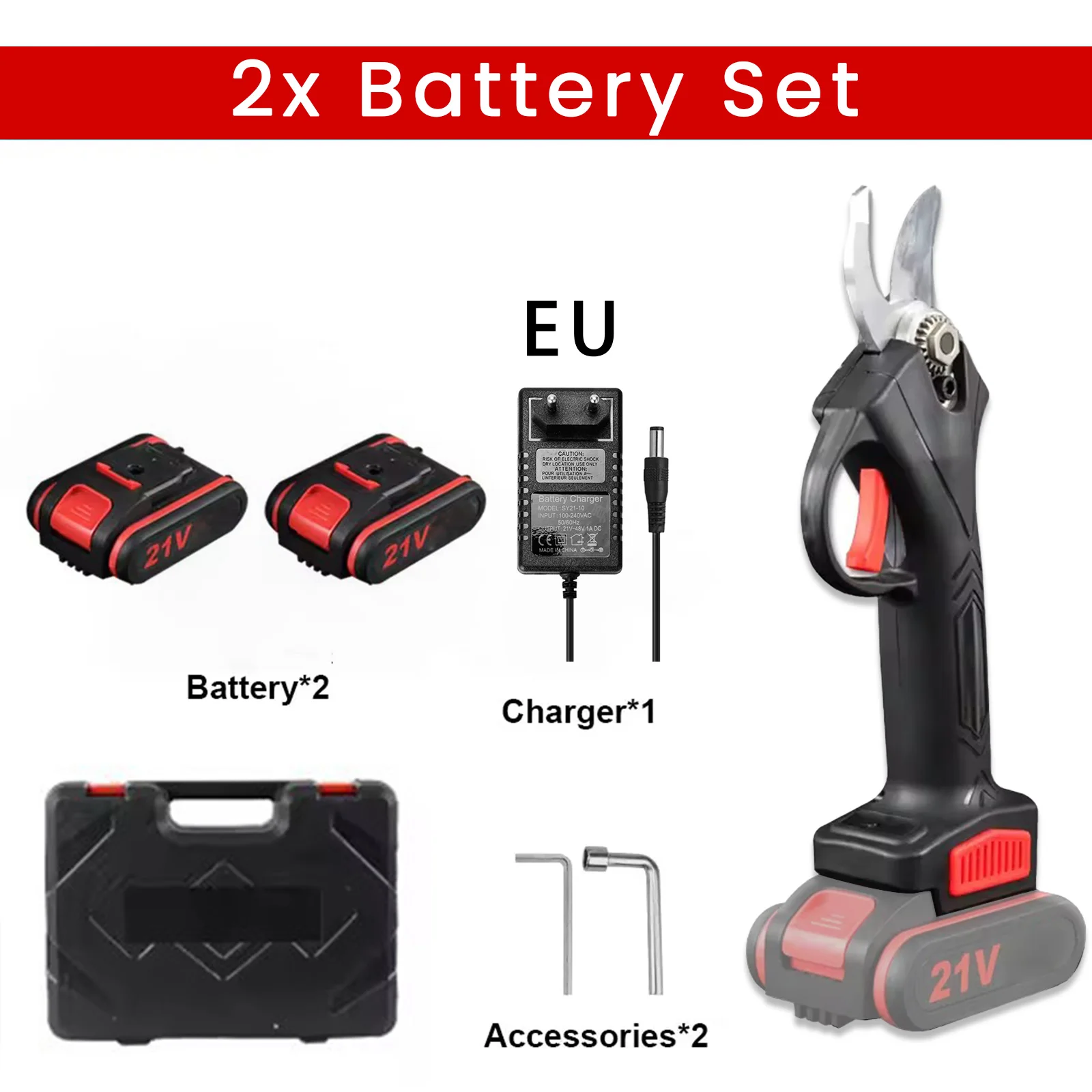 Tesouras De Poda Elétricas, Design Sem Fio, Mecanismo De Bloqueio De Segurança, 2 Bateria 1 Plug, Ue Oem
