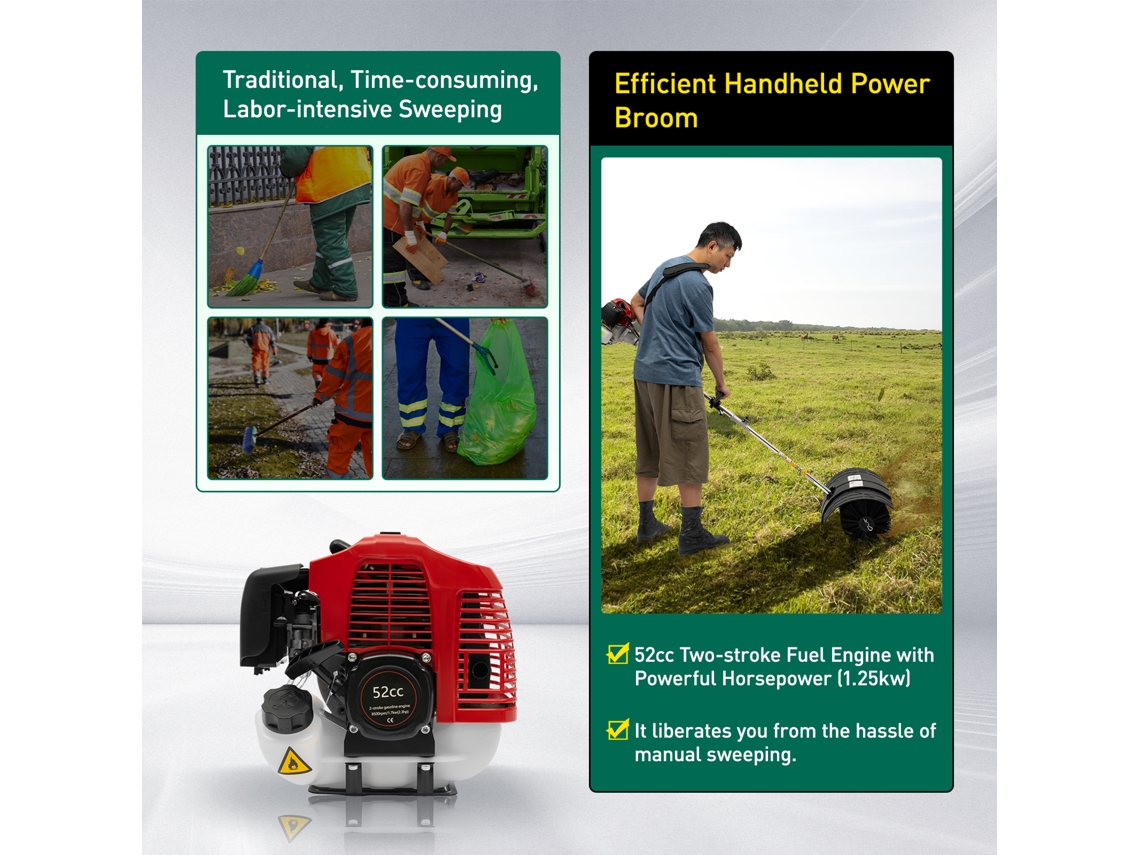 Soprador De Grama Portátil 52cc 1,7kw 5500 8500 Rpm Tanque 1l Comprimento 182cm Oem