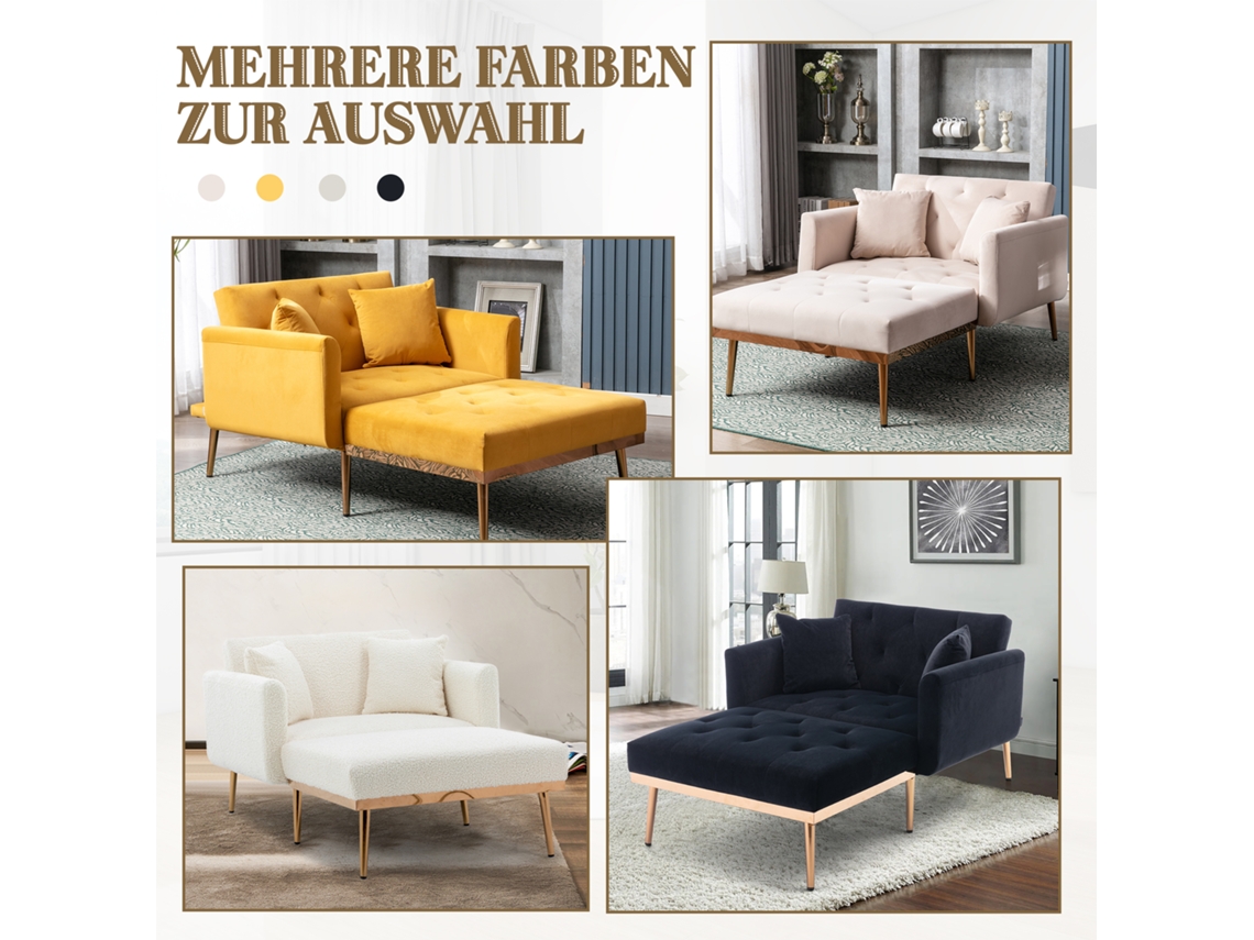 Poltrona reclinável com encosto ajustável de design moderno, tecido de pelúcia, sala de estar, quarto, Panshiyuan (165 x 90 x 77 cm)