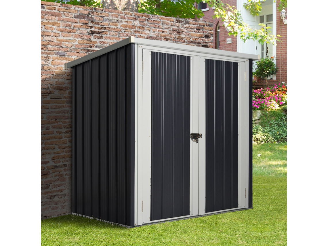 Abrigo de Armazenamento Aço Galvanizado e PP cor Negro 147x86x134 cm OUTSUNNY