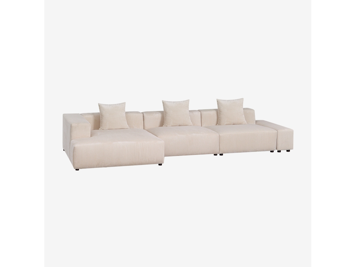 Sofá Modular Chaise Longue De Canto Direito De 3 Peças Bruna Poliéster Sklum (375 Cm)