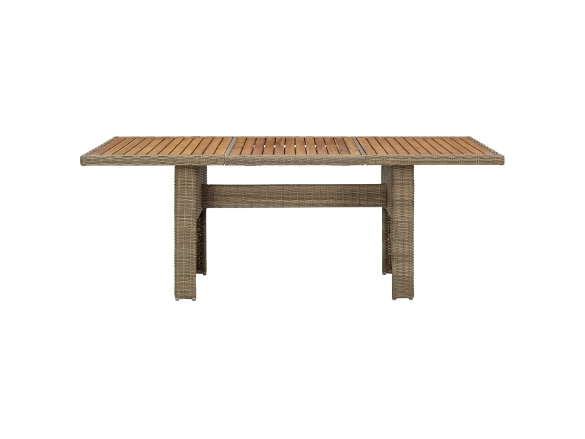 Mesa de jardim VIDAXL Marrom Rattan / Vime (200x100x74 cm)