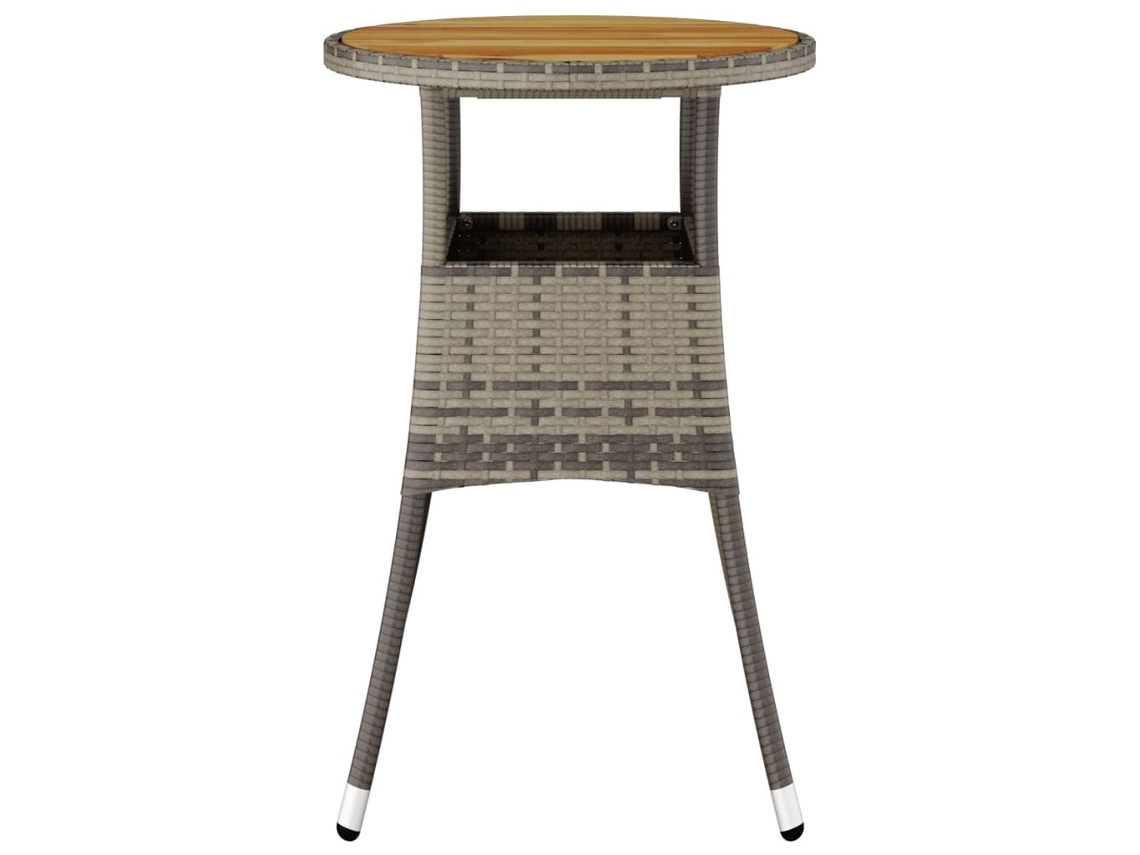 Mesa De Jardim Ø60x75 Cm Madeira Acácia E Vime Pe Cinza