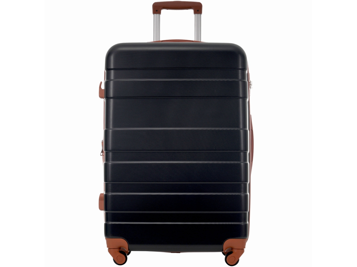 Mala De Viagem Rígida Com Bolso Para Higiene, 4 Rodas, Material Abs, Fecho Tsa, Preto Haochrymec (44.5x27.5x68 Cm)
