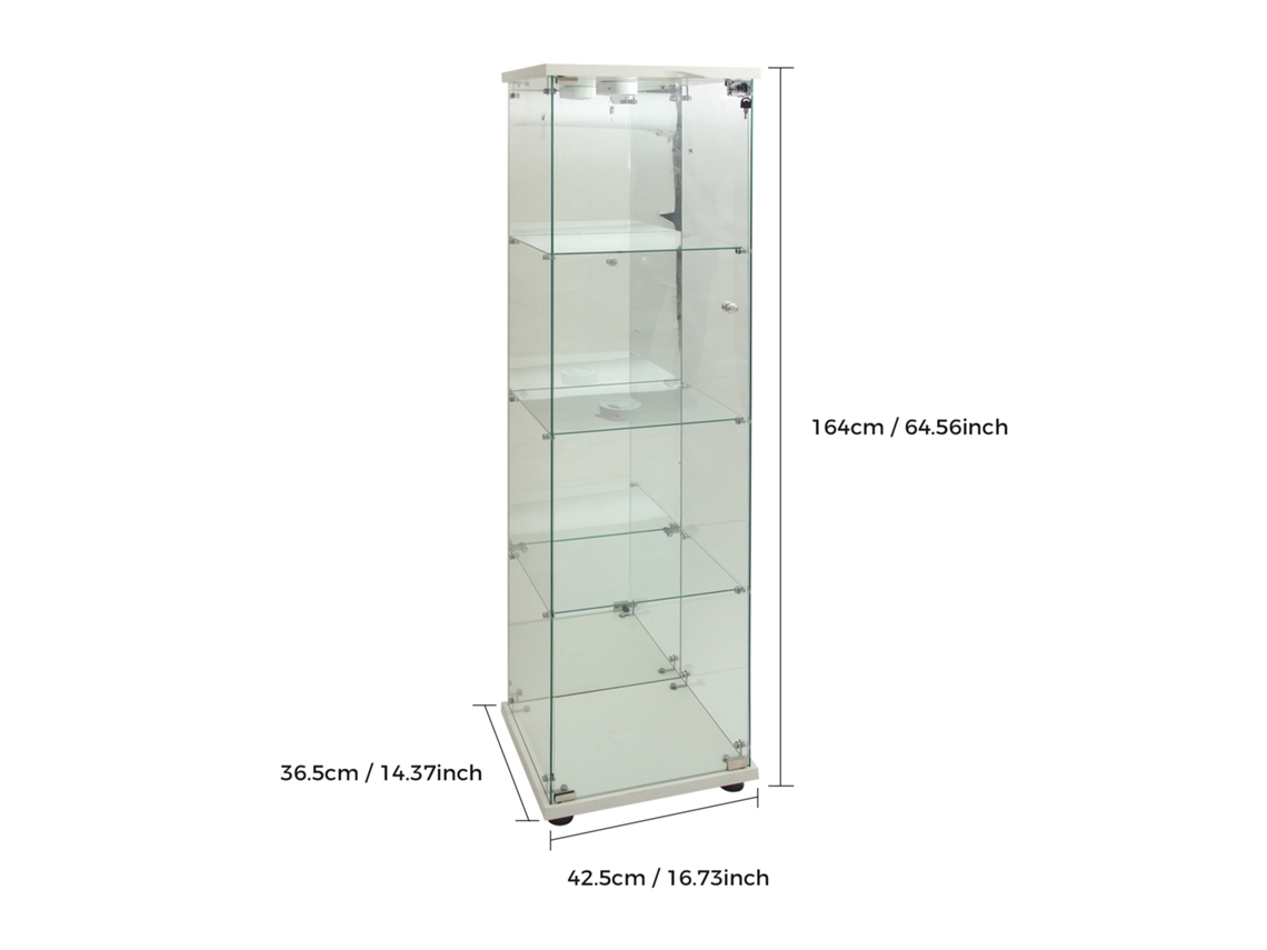 Vitrine, Vidro Temperado, 42,5x36,5x164 Cm, Portas Com Fechadura, Iluminação Led Oem