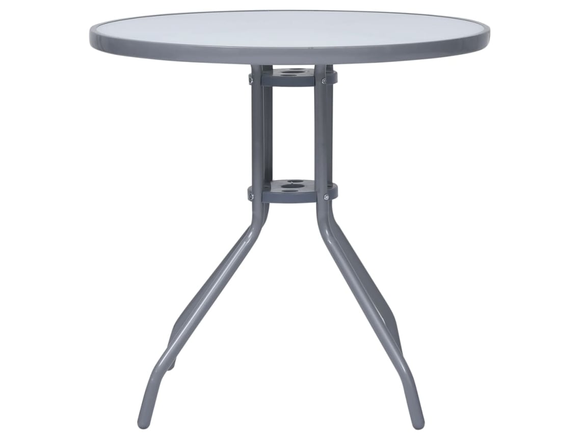 Mesa De Jardim 80cm Aço E Vidro Cinzento Claro Vidaxl