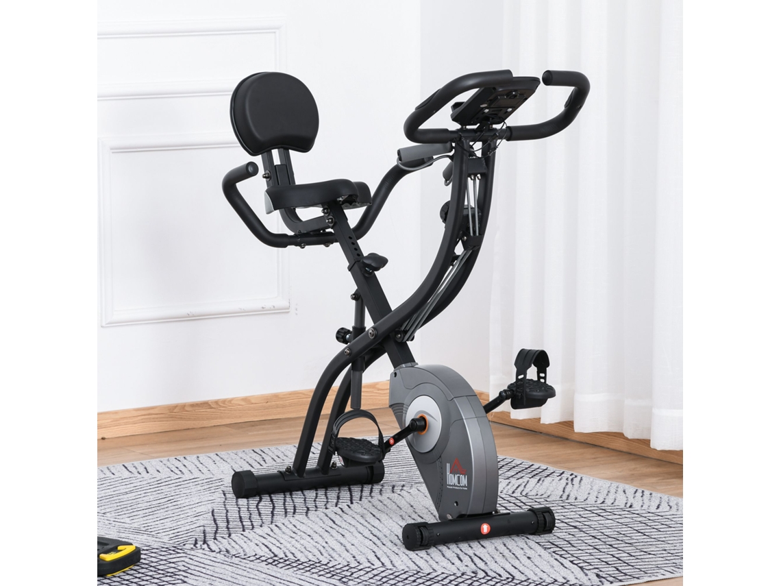 Bicicleta Estática Dobrável Aço, plástico ABS cor Negro 107x53x107cm HOMCOM