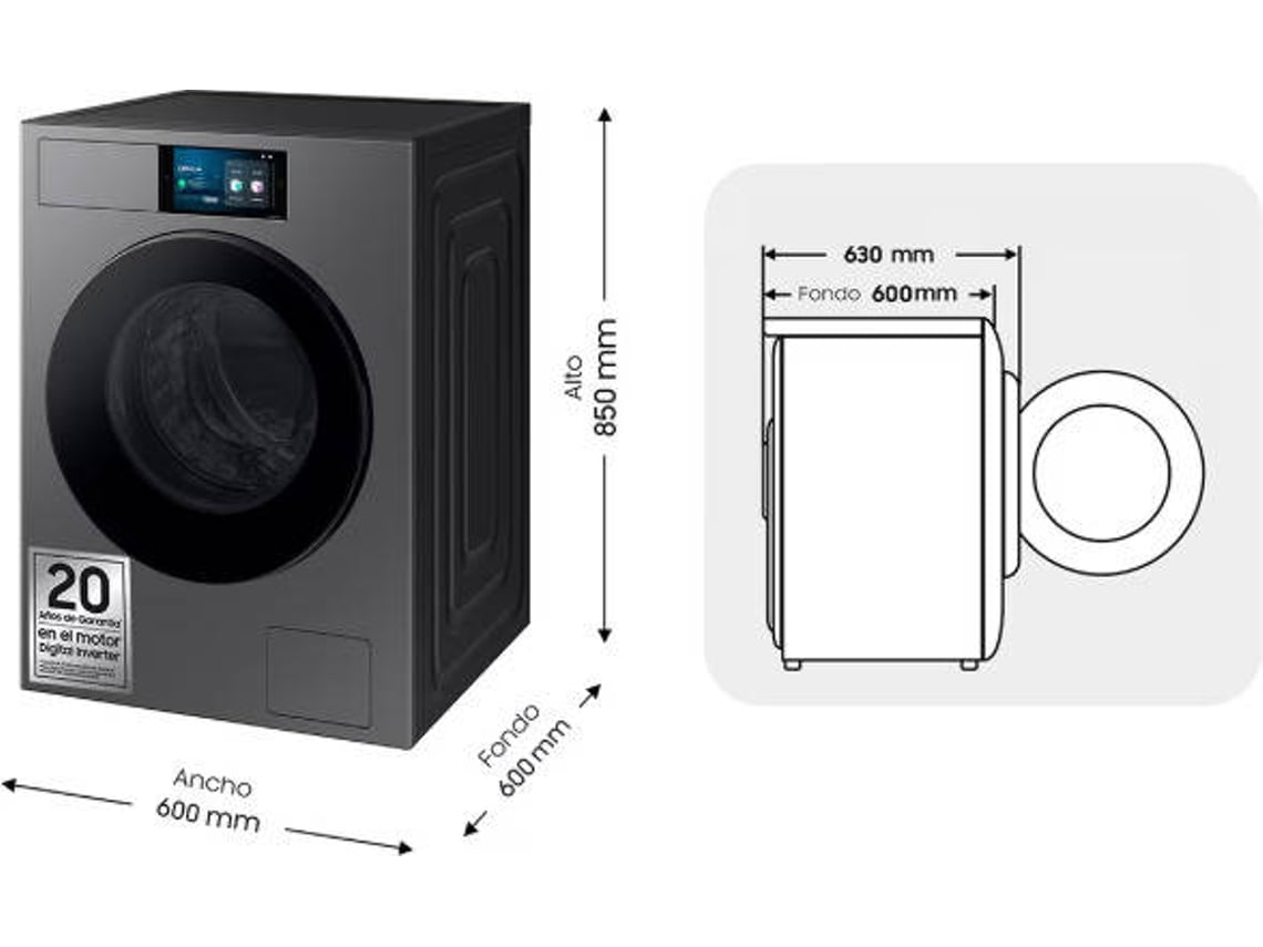 Máquina de Lavar Roupa SAMSUNG WF90F09C4SU3 (9 Kg - 1400 rpm  - Inox)