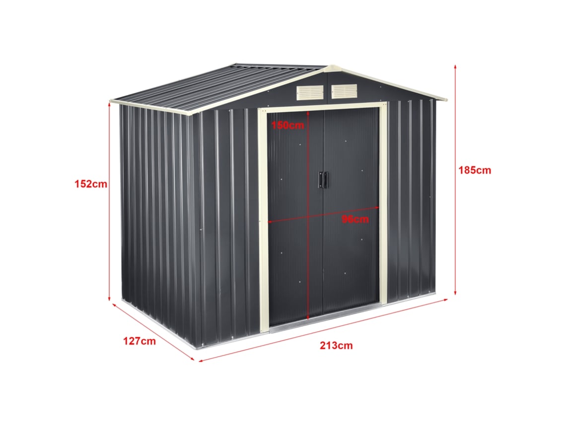 Abrigo [EN.CASA] (213x127x185 cm - Chapa Galvanizada - Cinzento)