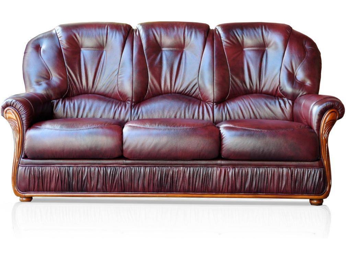 Sofá Fixo Daphne VENTE-UNIQUE (Bordeaux - Pele - 183x91x97 cm)