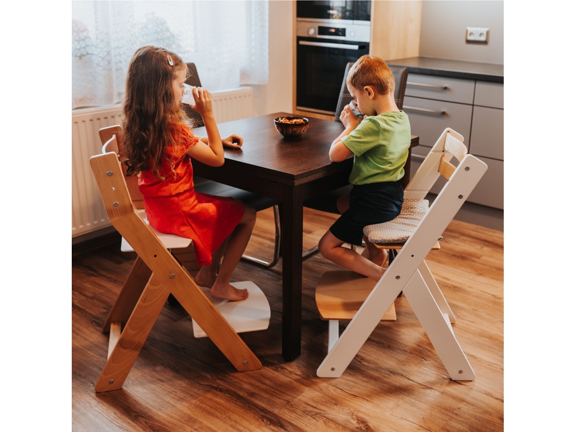 Cadeira alta infantil SANDY branca e envernizada BENLEMI