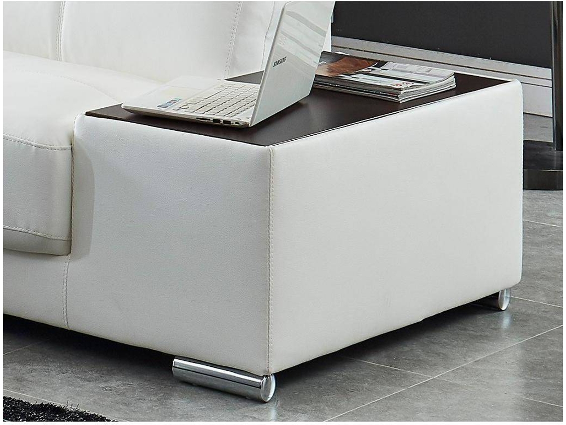 Sofá Fixo Nahia VENTE-UNIQUE (Branco - Pele - 286x210x91 cm)