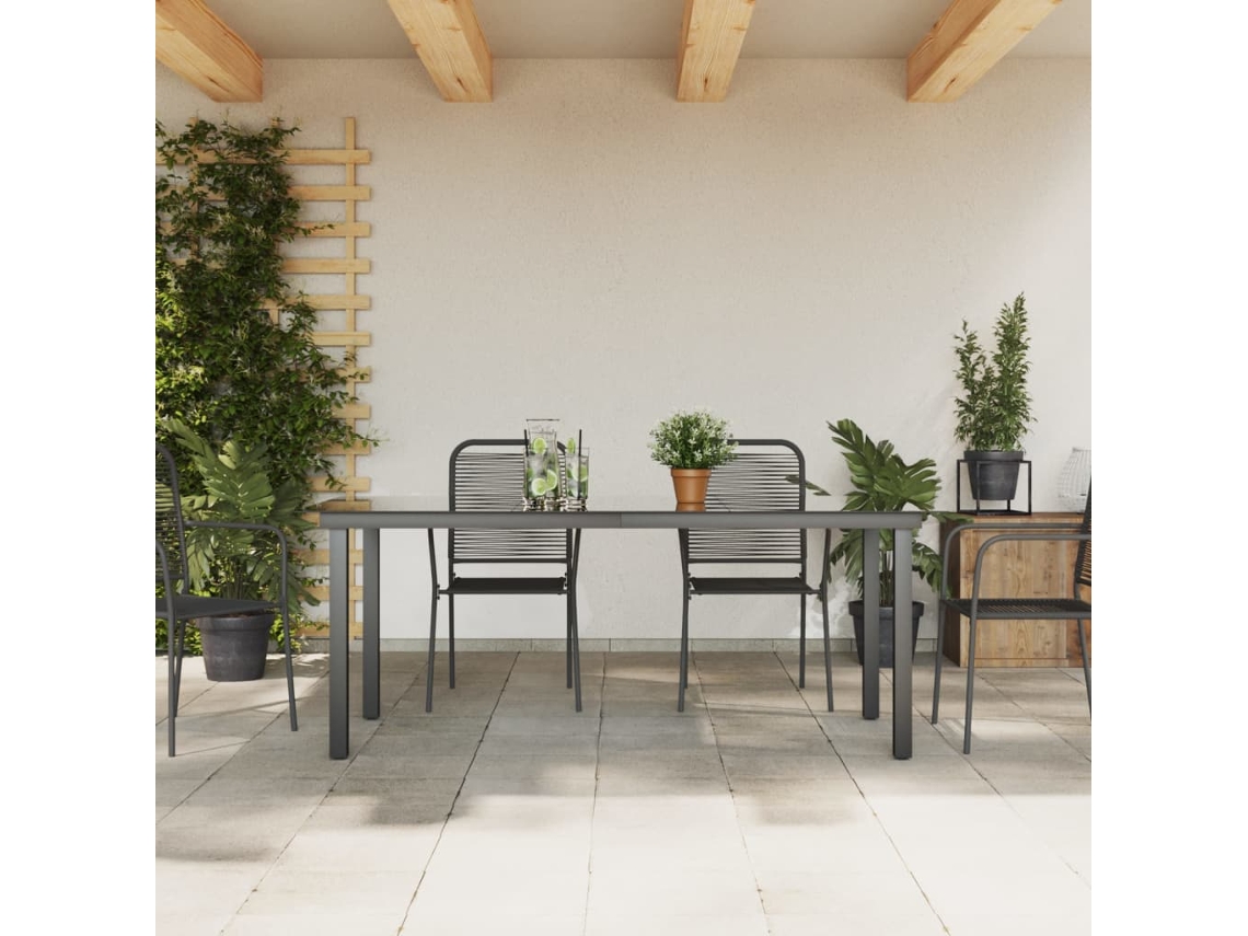 Mesa De Jardim | Mesa De Exterior Em Alumínio E Vidro 190x90x74 Cm Preto Lovely Home