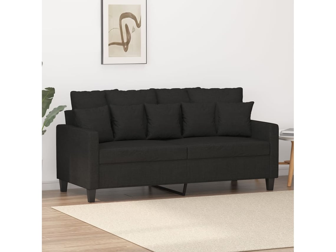 Sofá de 2 lugares tecido VIDAXL preto (140 cm)