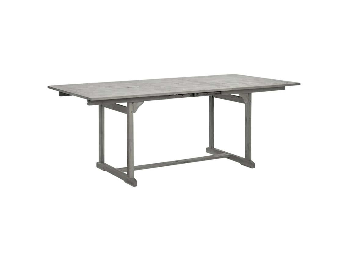Mesa De Jantar Jardim Extensível 200x100x75 Cm Madeira Acácia Cinza