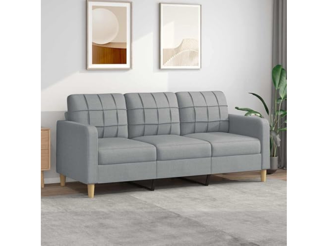 Sofá de 3 lugares VIDAXL Cinzeto Tecido (180 cm)
