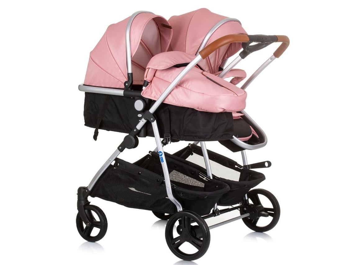 Carrinho de Bebê Gêmeo Smart Duo com 2 Grupo 0+ Flamingo CHIPOLINO