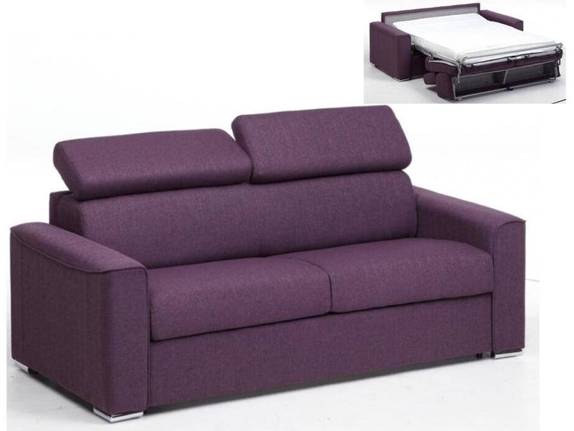 Sofá Cama Vizir LINEA SOFA (Violeta - Tecido e Veludo - 196x94x100 cm/Dimensões da cama: 140-159 cm)