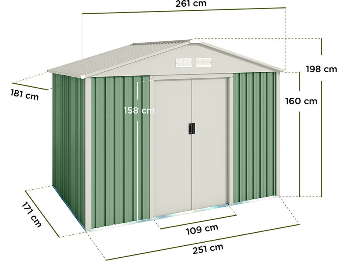 Abrigo de Metal HOGGAR Gavle (4,72m² - 261x181x198 cm)