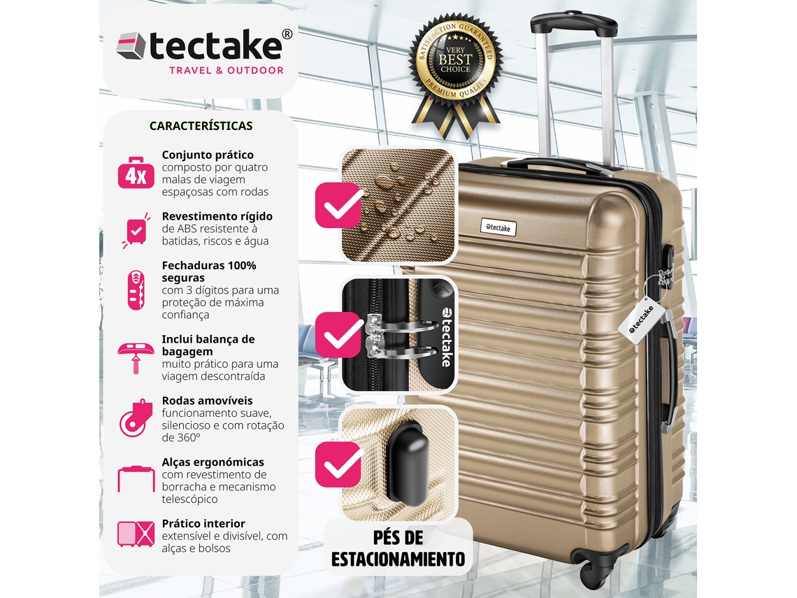 Conjunto de 4 Malas Rígidas Mila com Balança de Bagagem TECTAKE