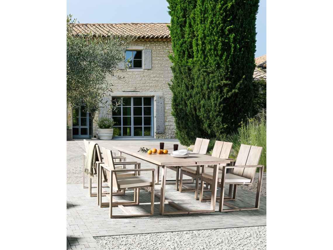 Conjunto de 6 sillas de jardín con cojines BELIANI Azzanello de Madera de acacia Madera clara 63x61x90