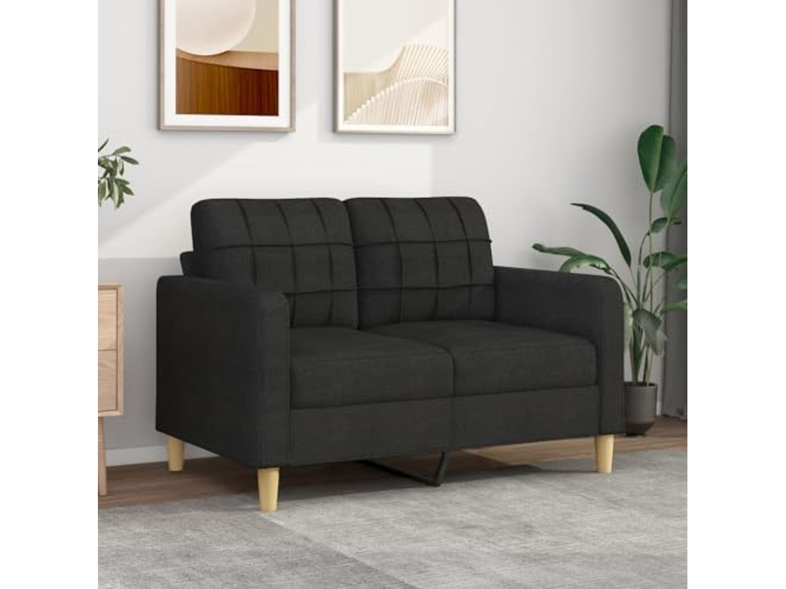 Sofá de 2 lugares VIDAXL Preto Tecido (120 cm)