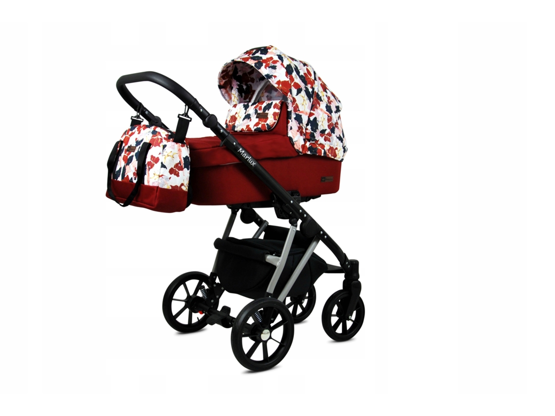 Carrinho de Bebé Multifuncional BABYLUX MARLUX 4 Em 1 -Water Lily Silver Frame - Ajustável e dobrável Construção leve em alumínio - Acessórios