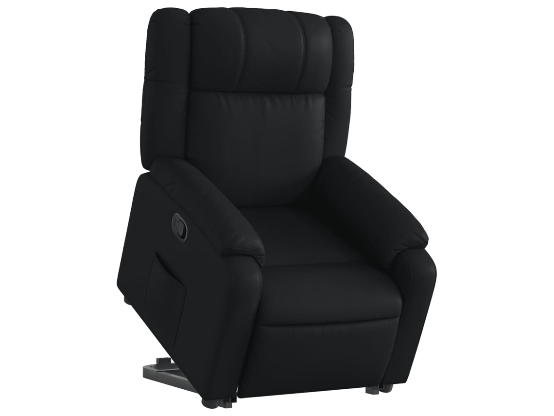 Poltrona reclinável elevatória couro artificial preto