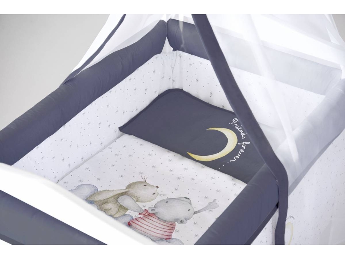 Mini Berço Naf Naf Rabbit & Moon Azul (55 X 85 Cm)