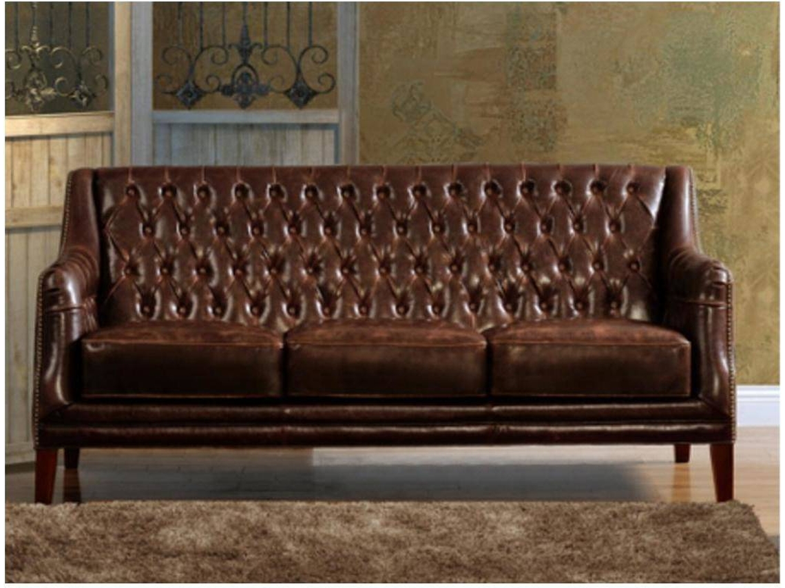 Sofá Fixo Colbert VENTE-UNIQUE (Castanho Chocolate - Pele - 194.5x84x84 cm)