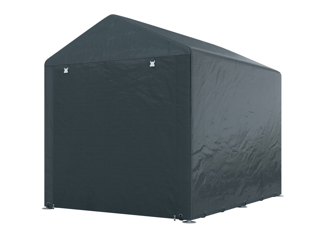 Casinha De Jardim, Garagem Para Tenda, Porta Grande, Estrutura Metálica Resistente À Ferrugem, 160x218x172 Cm, Cinza Escuro Btforus