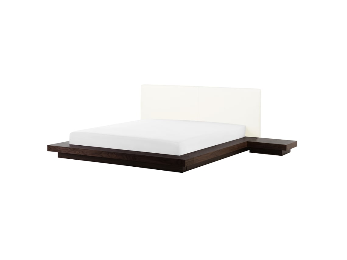 Cama de casal BELIANI Zen de MDF Castanho escuro 328x229x86