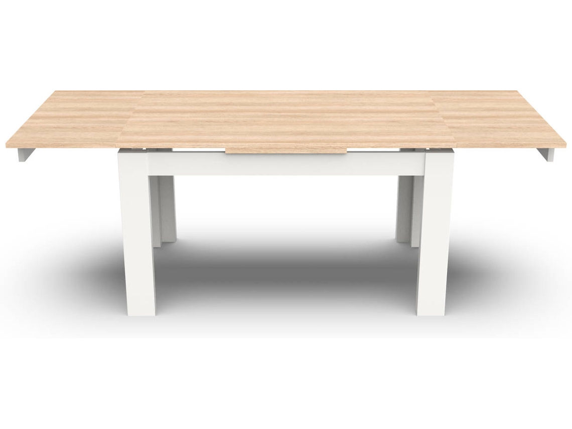Mesa Sala Extensível POEMA Florenca (Branco - Carvalho - 78x140x90cm)