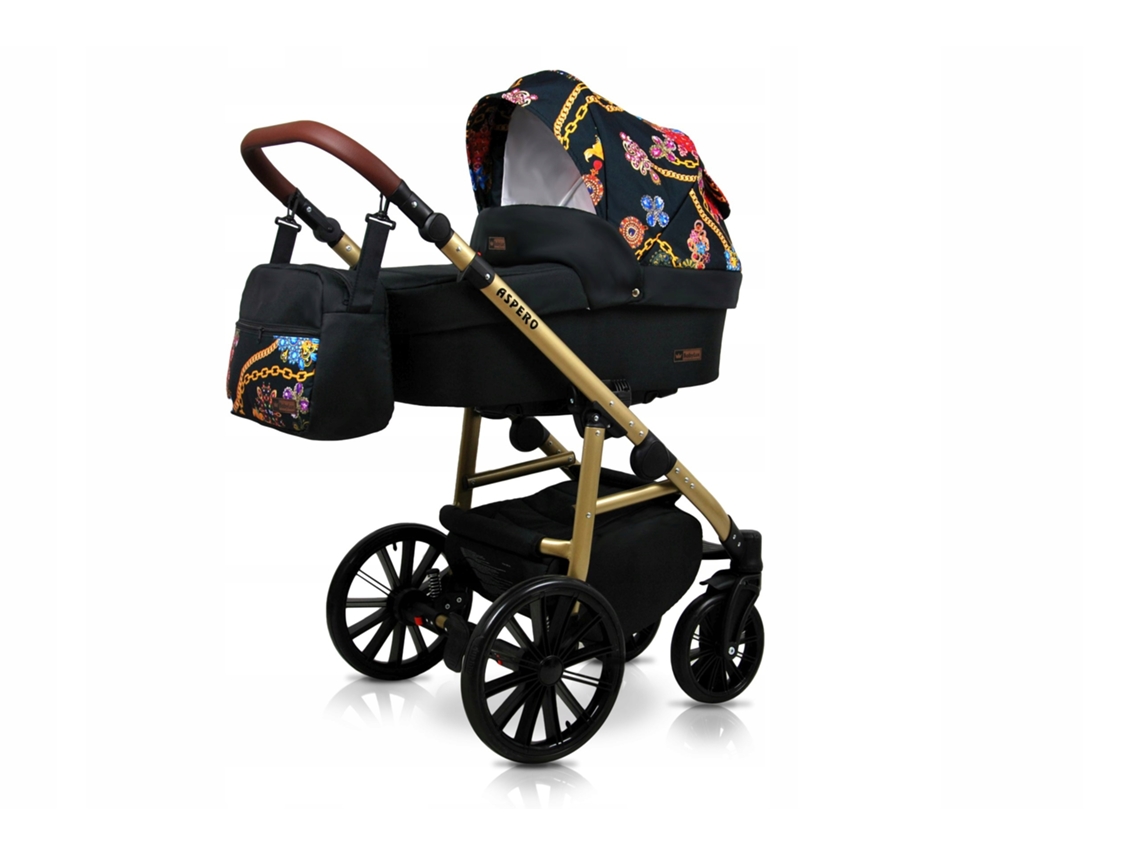 Carrinho de Bebé Multifuncional BABYLUX ASPERO 4 Em 1 -Gold chain - Ajustável e dobrável Construção leve em alumínio - Reversibilidade - Acessórios