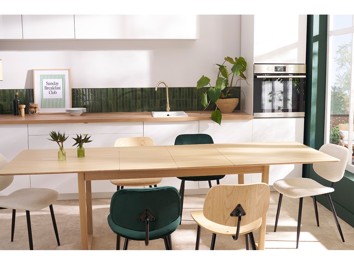 Mesa de jantar extensível em carvalho L160-240 cm LAHO MILIBOO