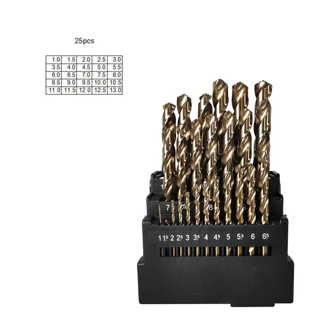 Conjunto De Brocas Hss, Cabeça De 3 Arestas, Alto Cobalto, 25pcs