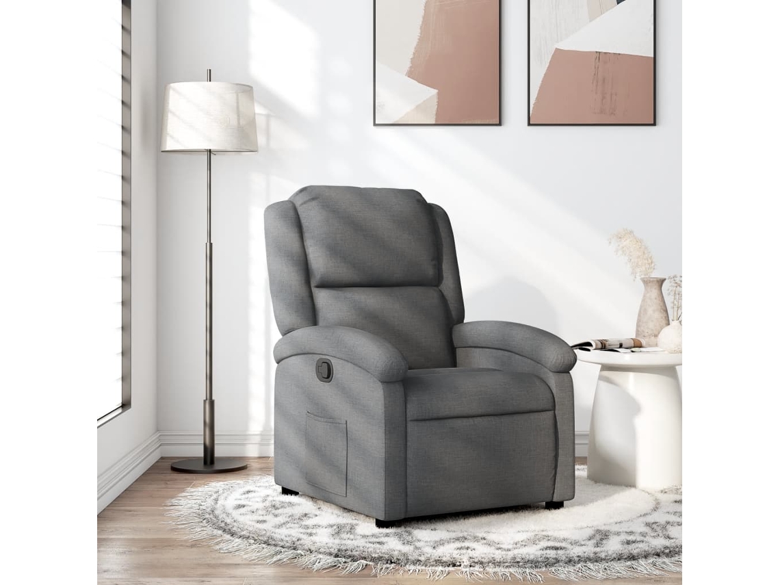 Poltrona reclinável tecido VIDAXL cinzento-escuro