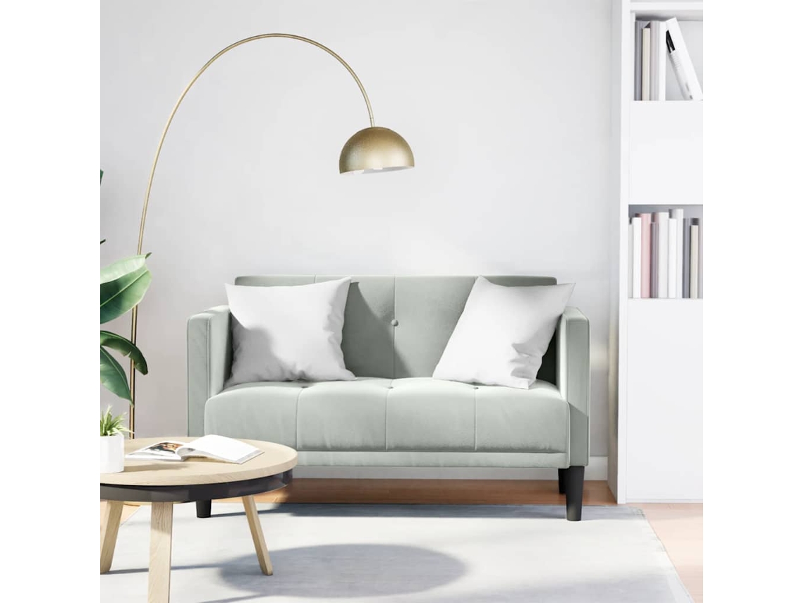 Sofá Loveseat Vidaxl Cinzeto Veludo (111 Cm)
